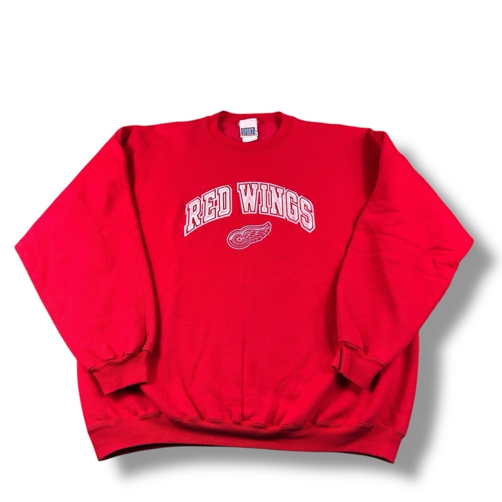 VTG 90s Sport Attack Detroit Redwings Embroidered Crewneck Sweatshirt Mens XL